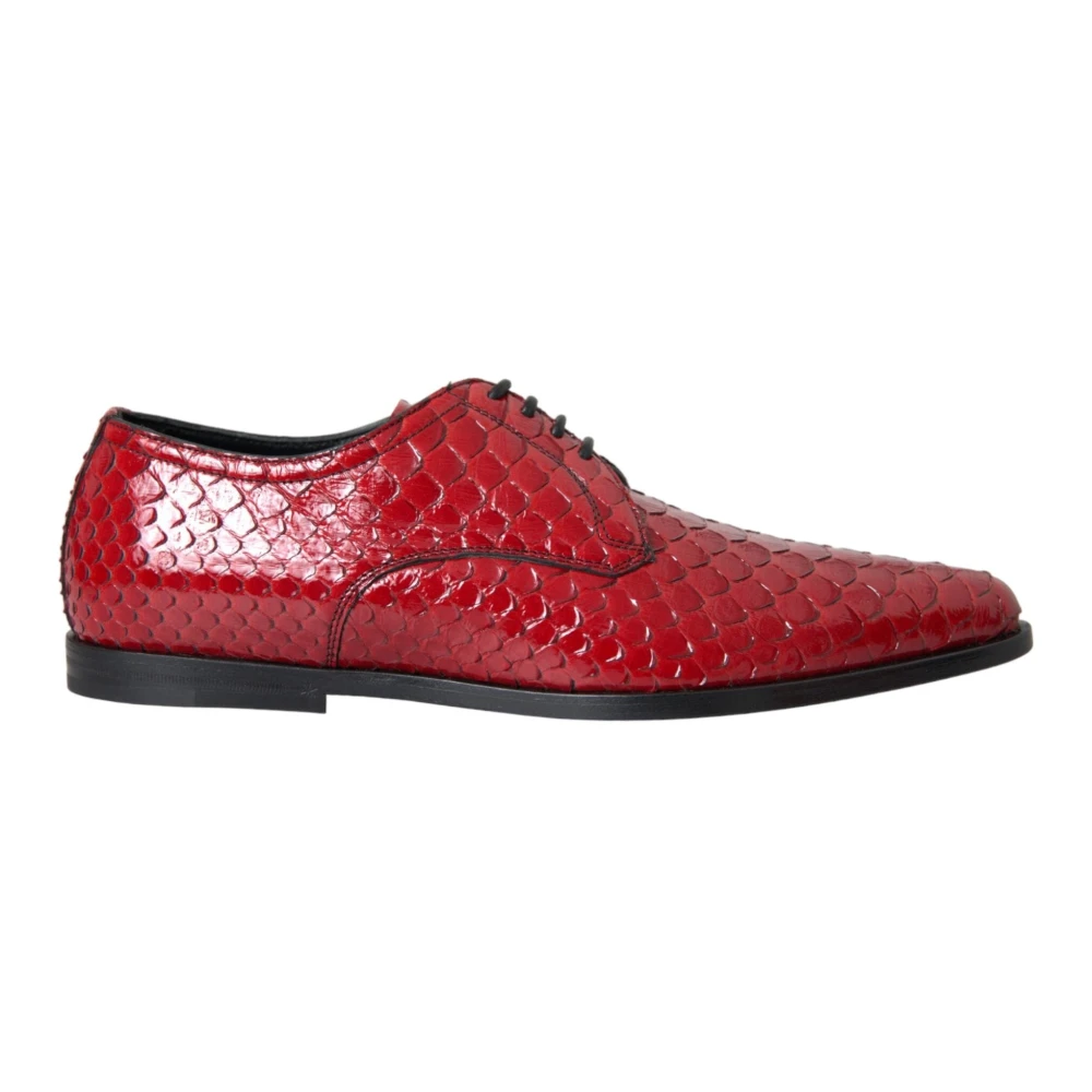 Dolce & Gabbana Men's Red Python Leather Derby Formal Shoes