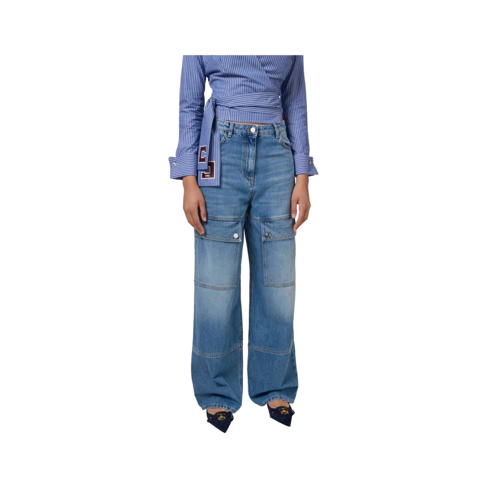 Elisabetta Franchi Blauwe Cargo Jeans Blue Dames