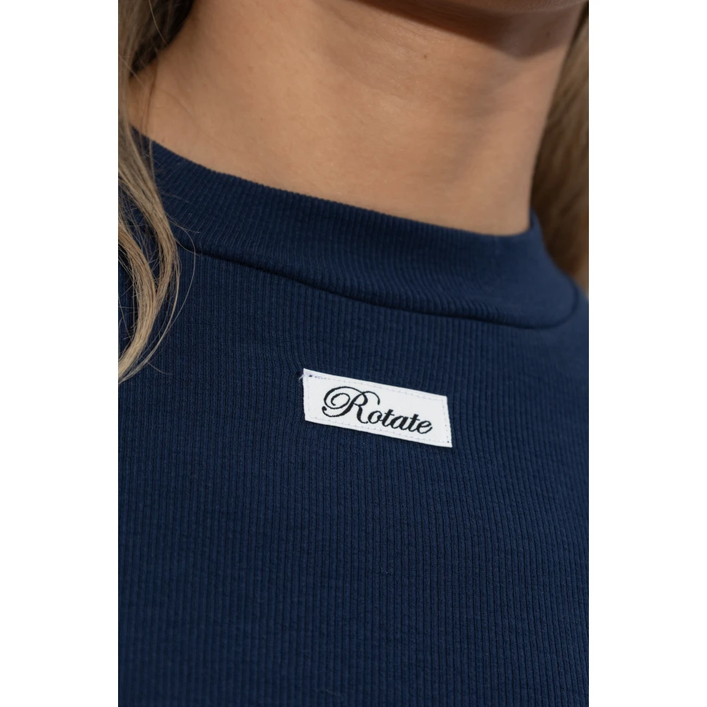 Rotate Birger Christensen Geribbelde Top Blue Dames