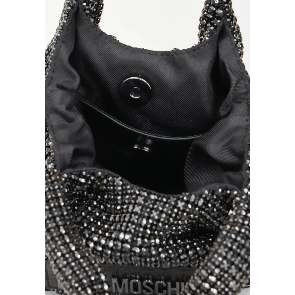 Love Moschino Zwarte handtas met strass en logo Black Dames