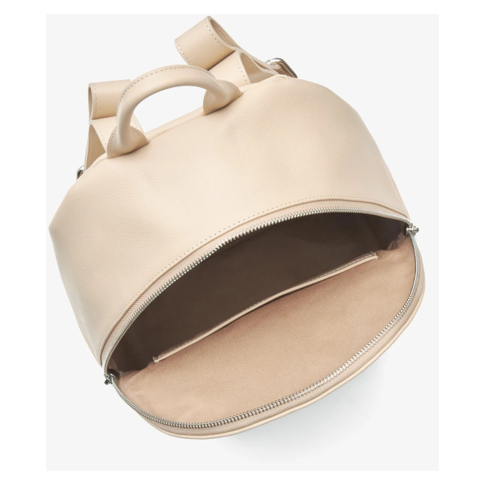 Estro Dames Licht Beige Leren Rugzak met Zilveren Details Er00115048 Beige Dames