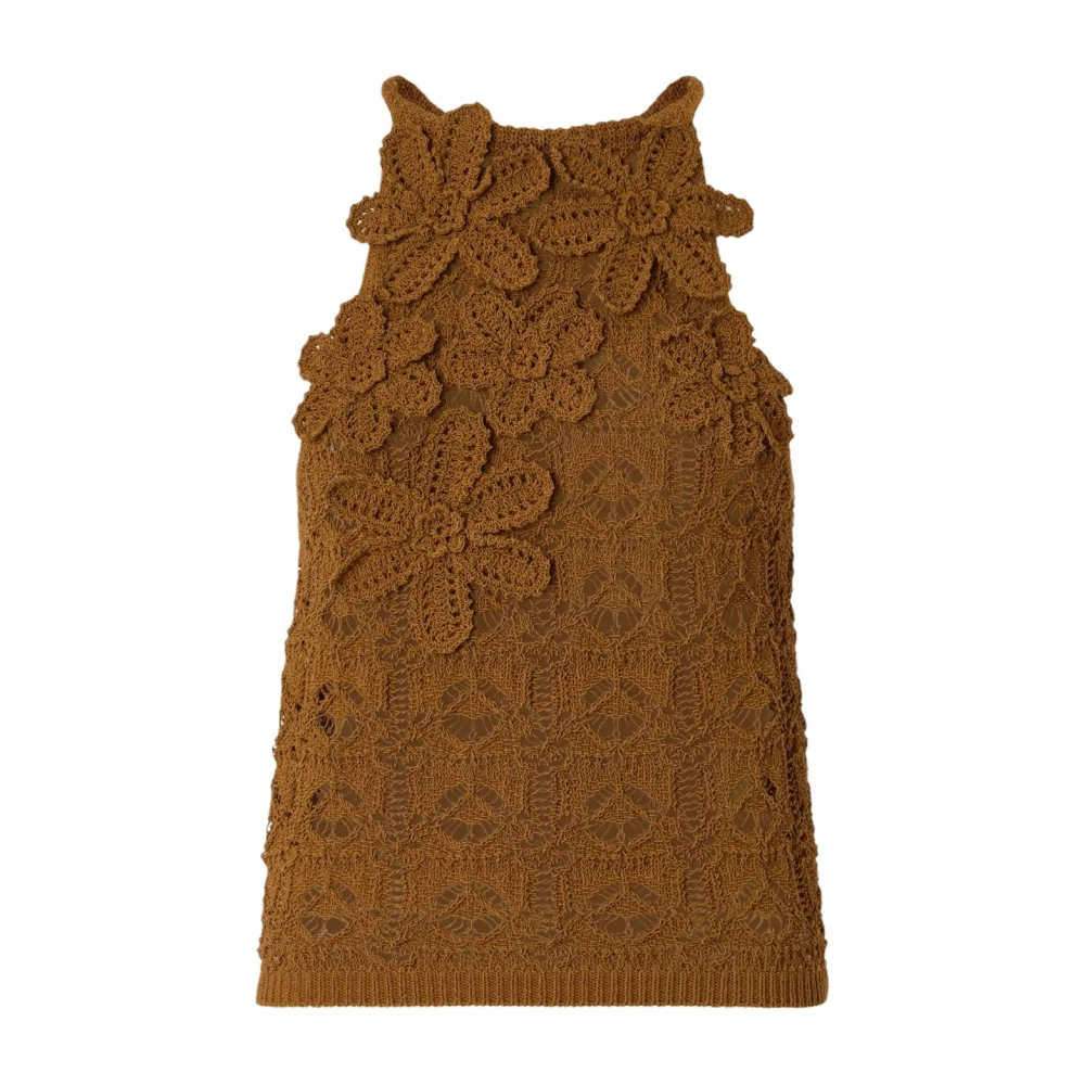Pinko Women's Brown Nymphaea Top - Sleeveless Tops - S - Tops