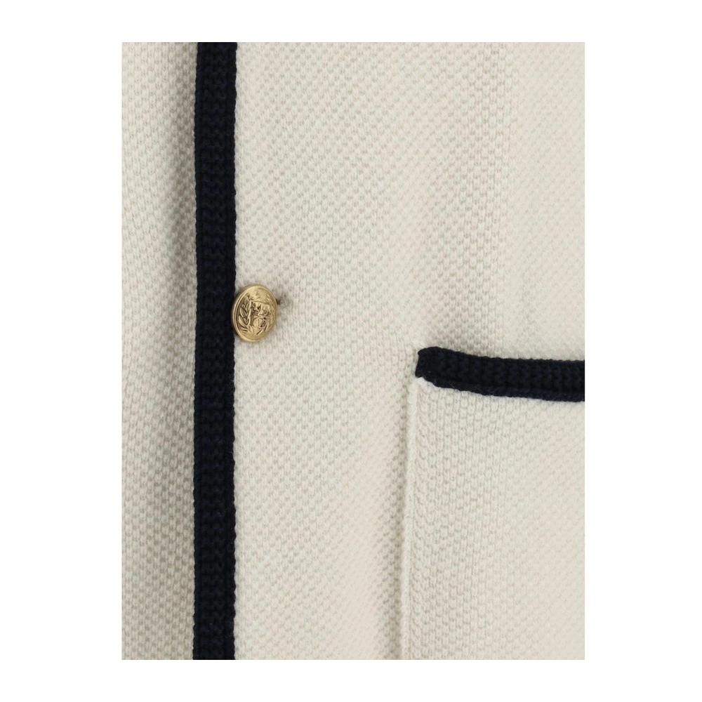 Valentino Moderne Gebreid Jasje met Shawlkraag Beige Heren