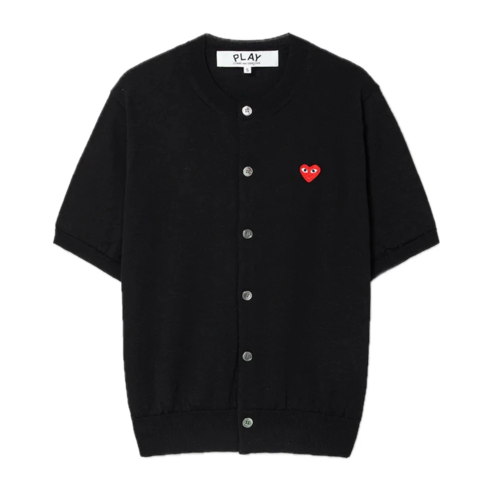 Comme des Garçons Play Geborduurde Hart Wol Vest Black Heren