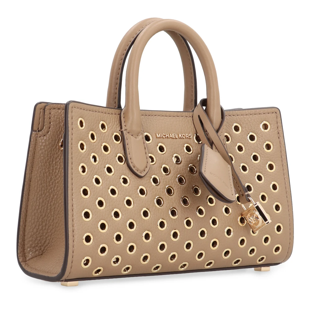 Michael Kors Leren handtas met metalen oogjes Beige Dames