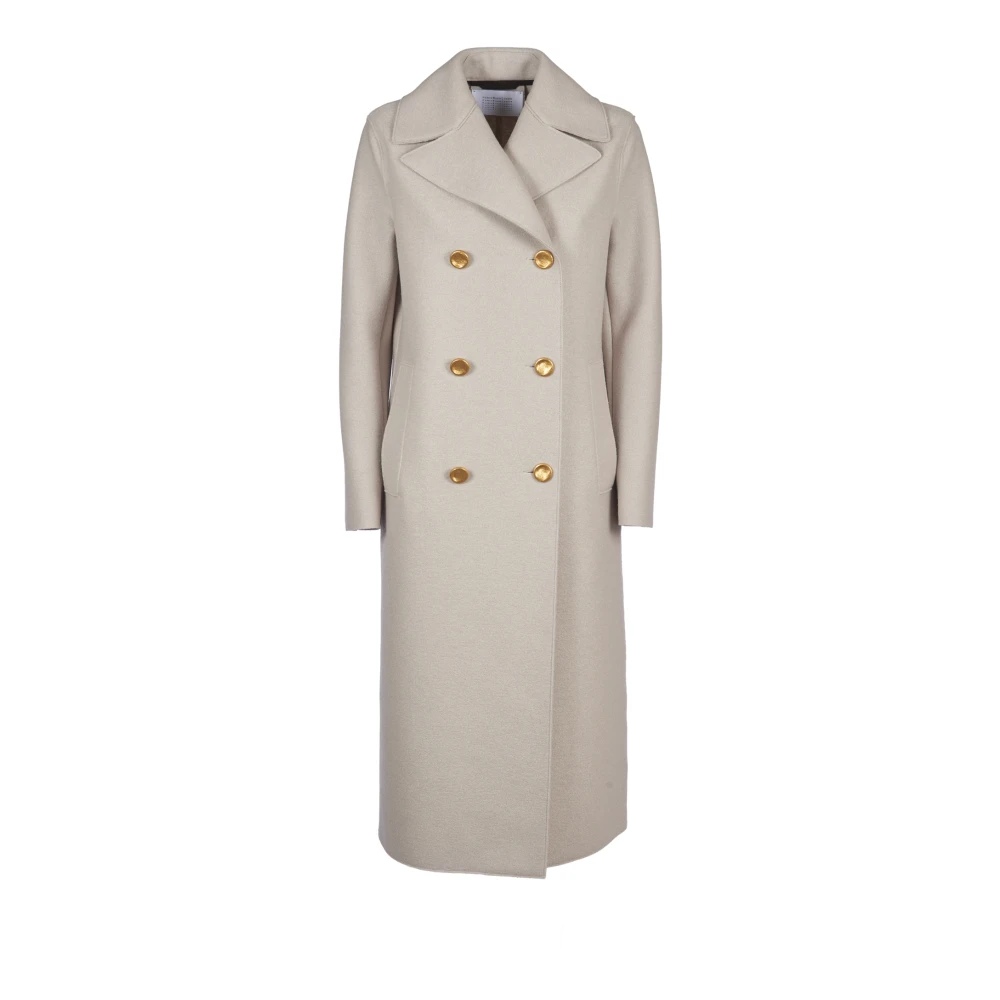 Harris Wharf London Double Breasted Virgin Wool Coat White Dames