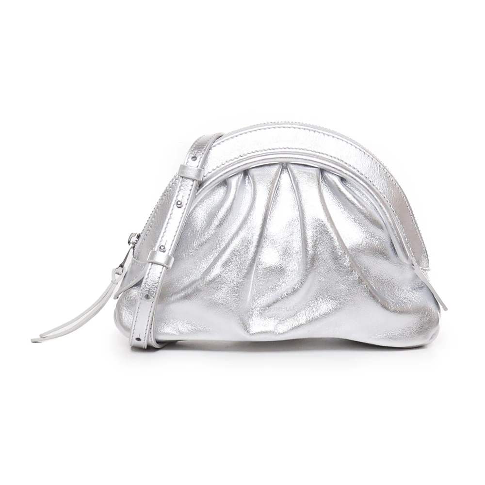 Coccinelle Zilveren Ostrich Print Leren Tas Gray Dames