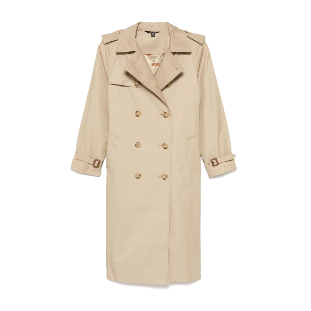 Ralph Lauren Donna Beige Trench Coat Doppiopetto Con Cintura