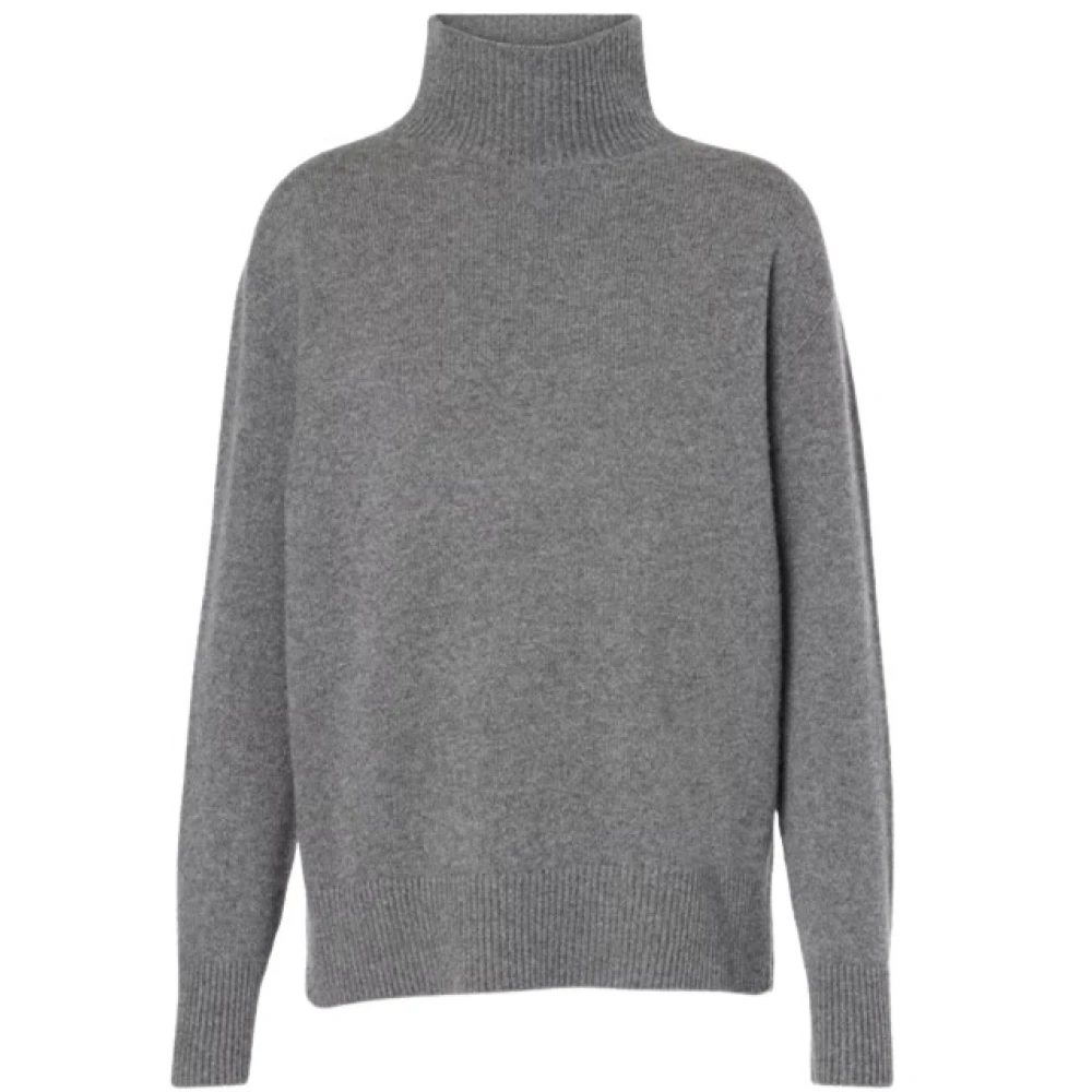 Max Mara Vrouw Grijs Truien & Vesten Dames, S, Kasjmier, High Neck Kasjmier Trui