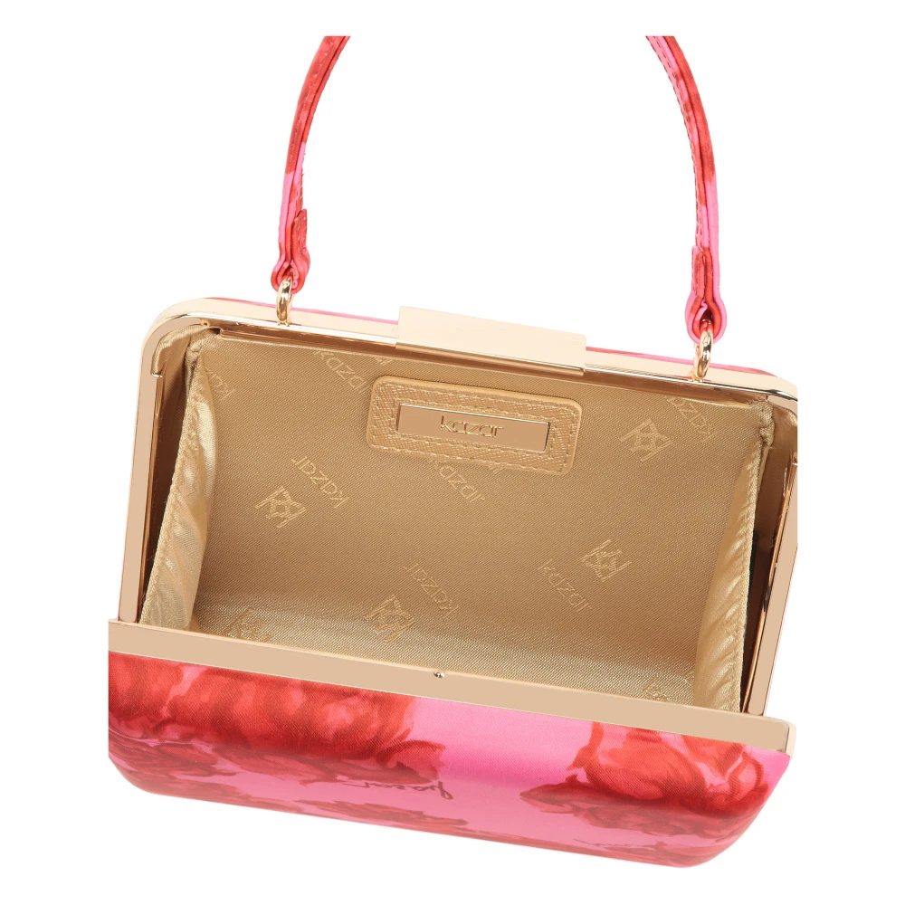 Kazar Roze clutch tas met rode bloemen Red Dames