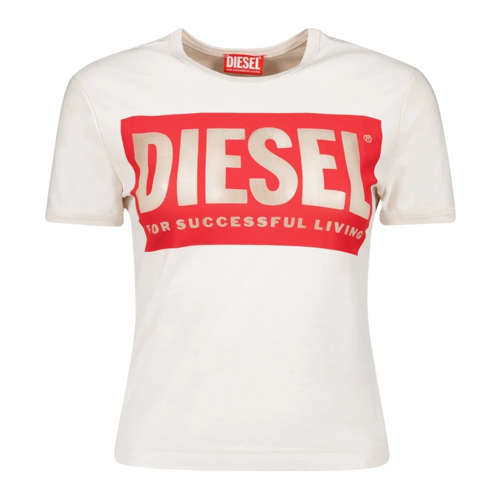 Diesel Katoenen T-shirt met iconisch monogram White Dames