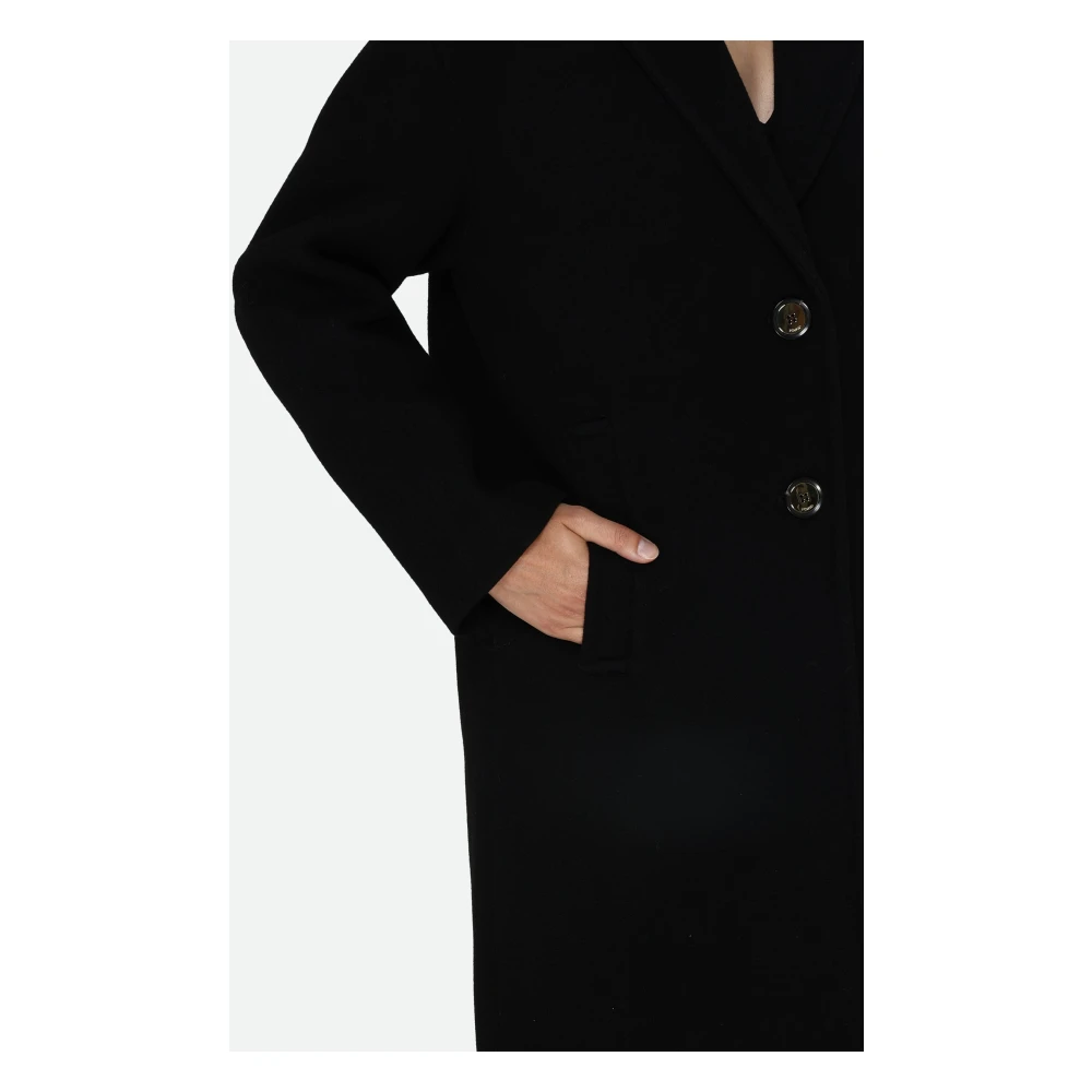 pinko Zwarte Jas met Twee Knopen Black Dames