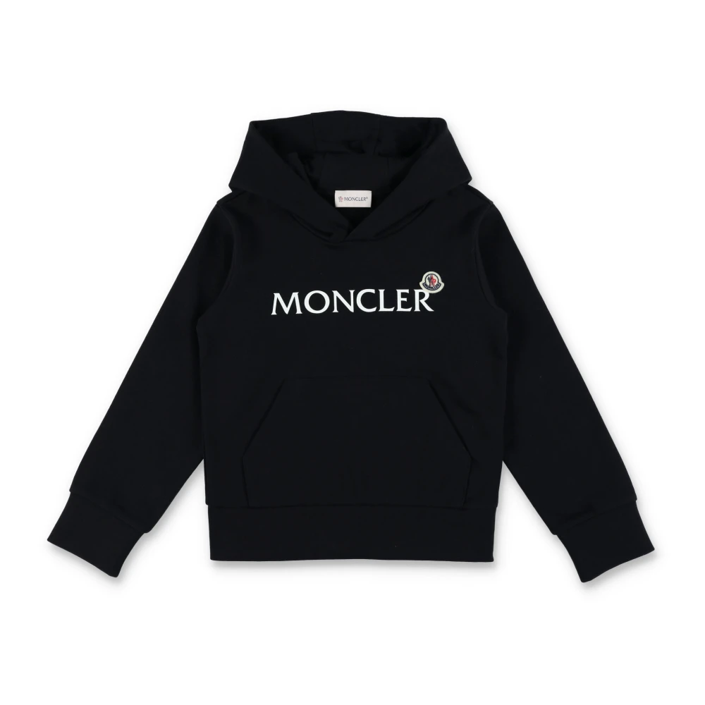 Moncler Svart Stickad Hoodie Stilfullt Logotyp Black, Pojke