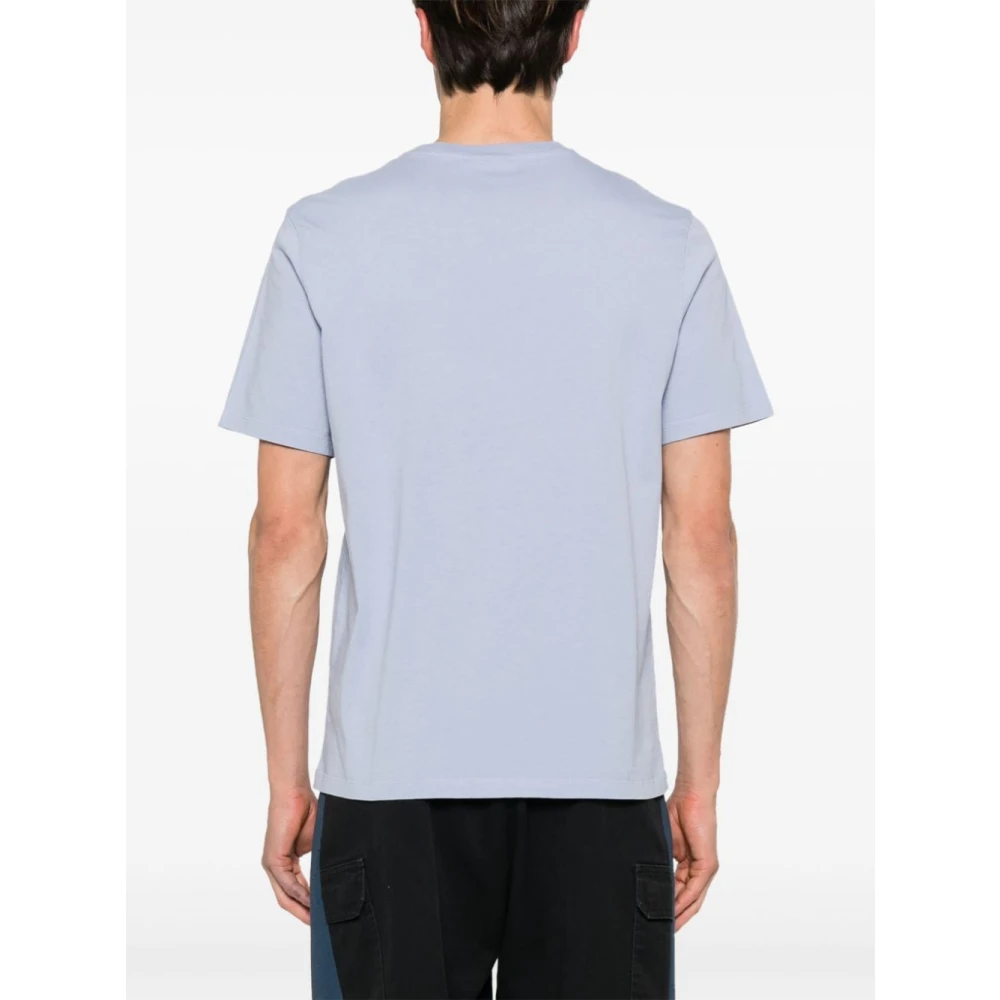 Maison Kitsuné Clear Blue T-shirts en Polos met Chillax Fox Patch Blue Heren