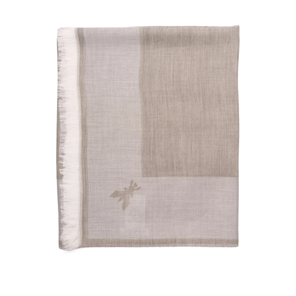 Patrizia Pepe Vrouw Beige Tweekleurige Sjaal Met Franjes