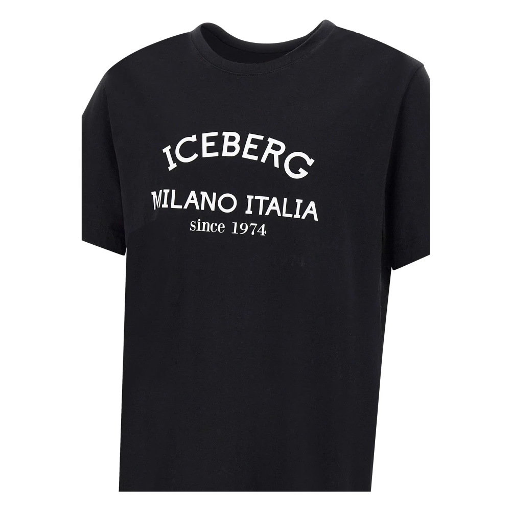 Iceberg Zwarte Katoenen T-shirt met Logoprint Black Heren