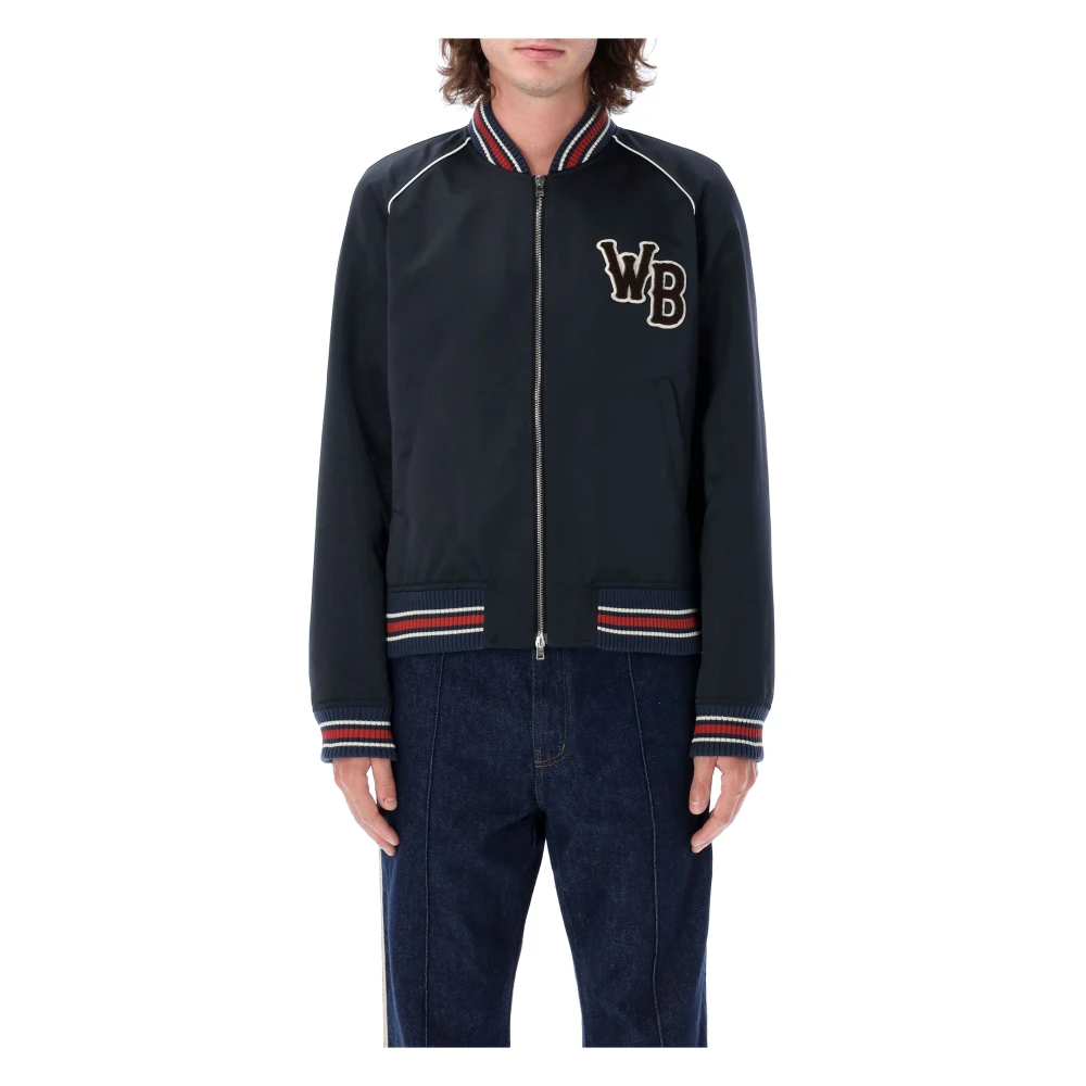 Wales Bonner Navy Marvel Varsity Jack Aw24 Blue Heren