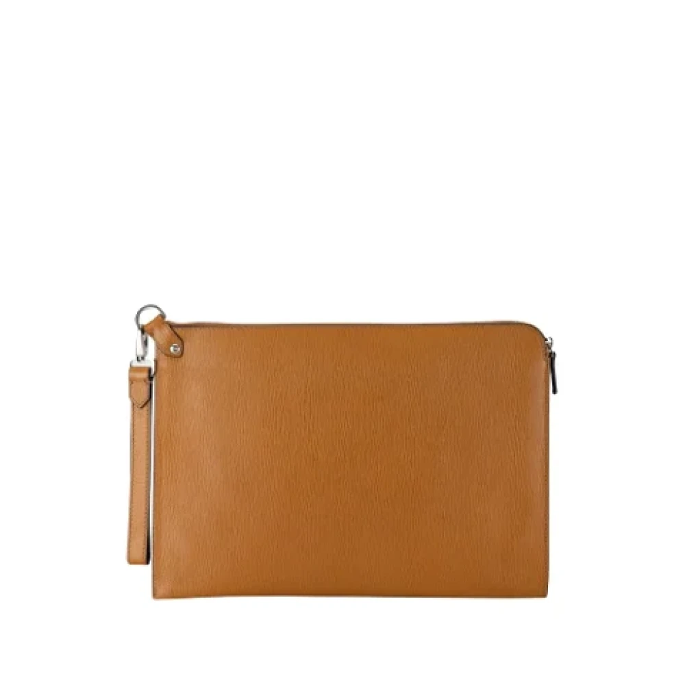 Salvatore Ferragamo Pre-owned Leather clutches Beige Dames
