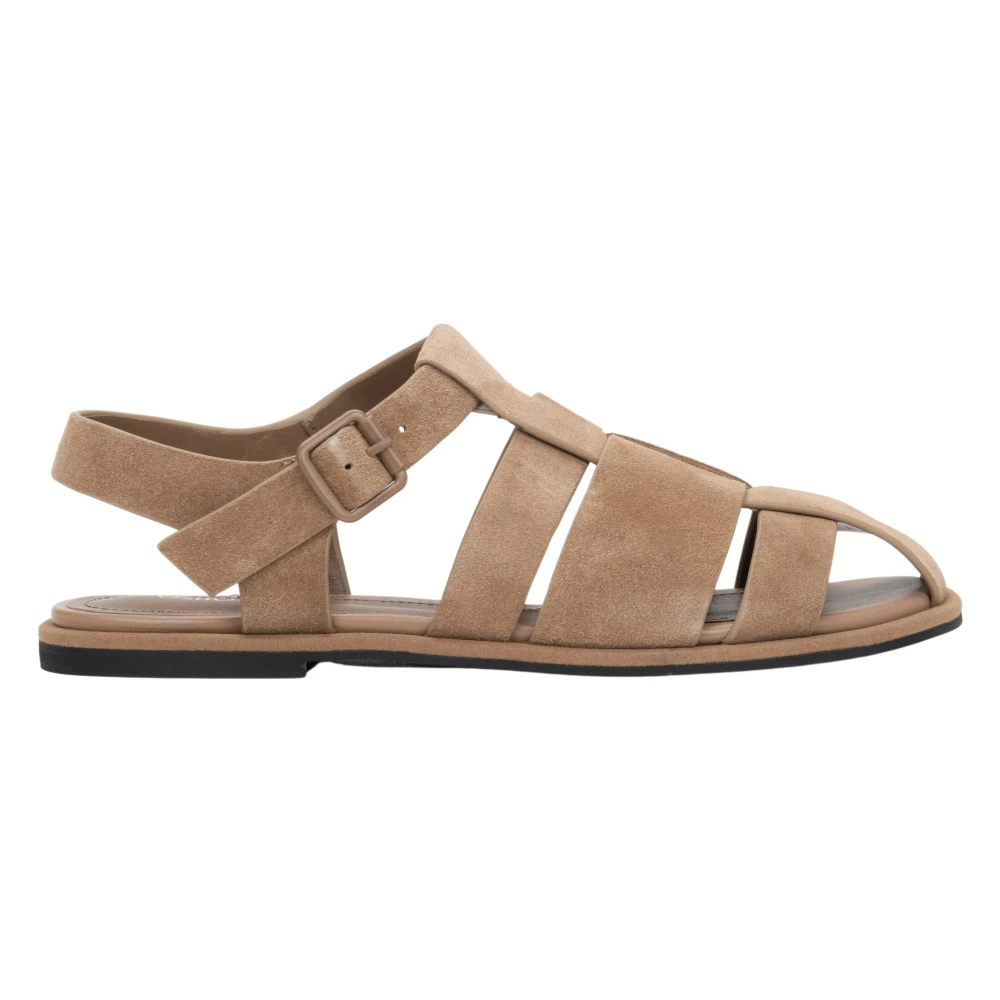 Estro Brown Flat Sandals, Female, 6 Uk, Velour Flat Fisherman Sandals
