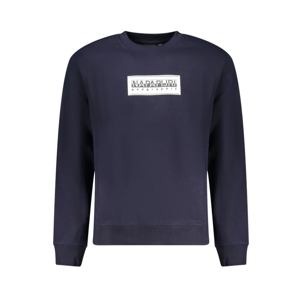 Napapijri Men's Blue Cotton Sweatshirt With Logo Print - Sweatshirts - S - Sweatshirts & Hoodies