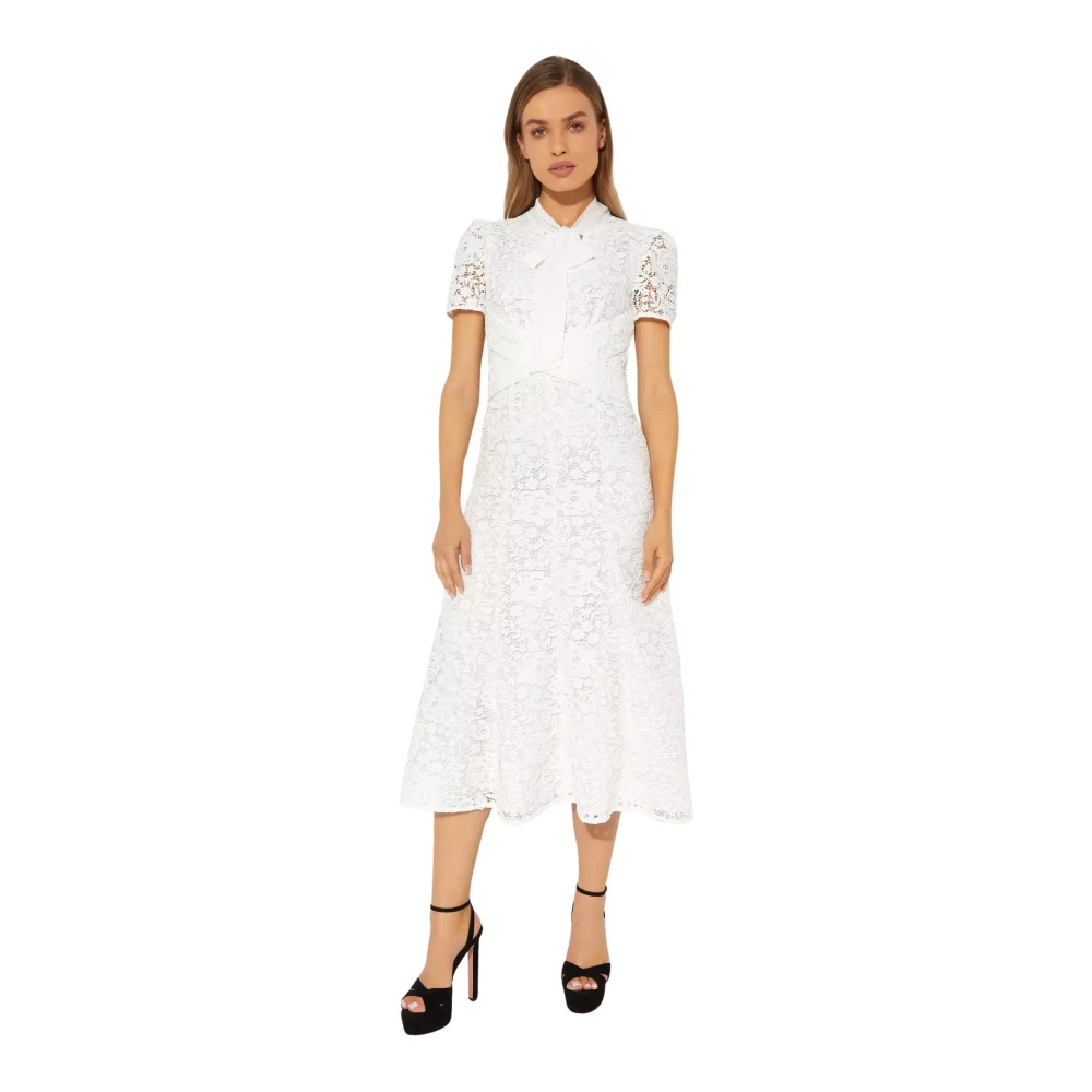 Self Portrait Witte Kant Crossover Midi Jurk White Dames