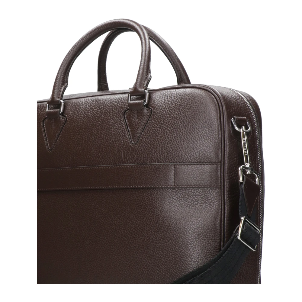 Orciani Leren Schoudertas met Ritssluiting Brown Heren