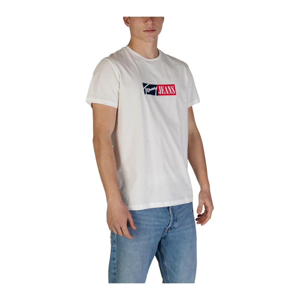 Tommy Jeans Beige Bedrukt Katoenen T-shirt voor Mannen Beige Heren