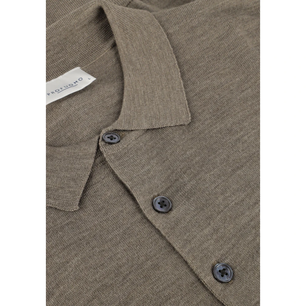 Profuomo Heren Polo T-shirts Lange Mouw Beige Heren