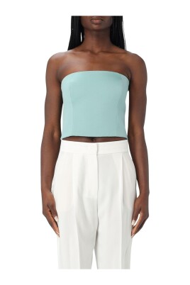 green-strapless-fitted-top