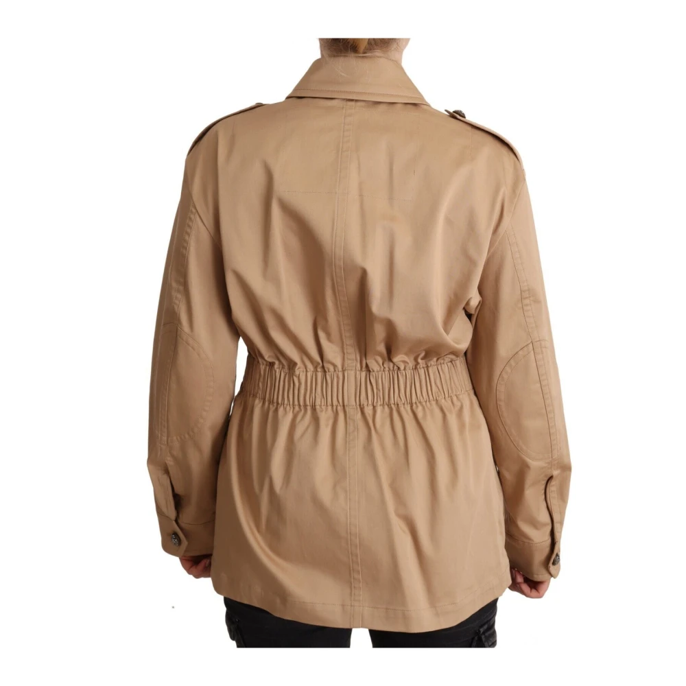 Dolce & Gabbana Beige Katoenen Lange Mouwen Kraagjas Beige Dames