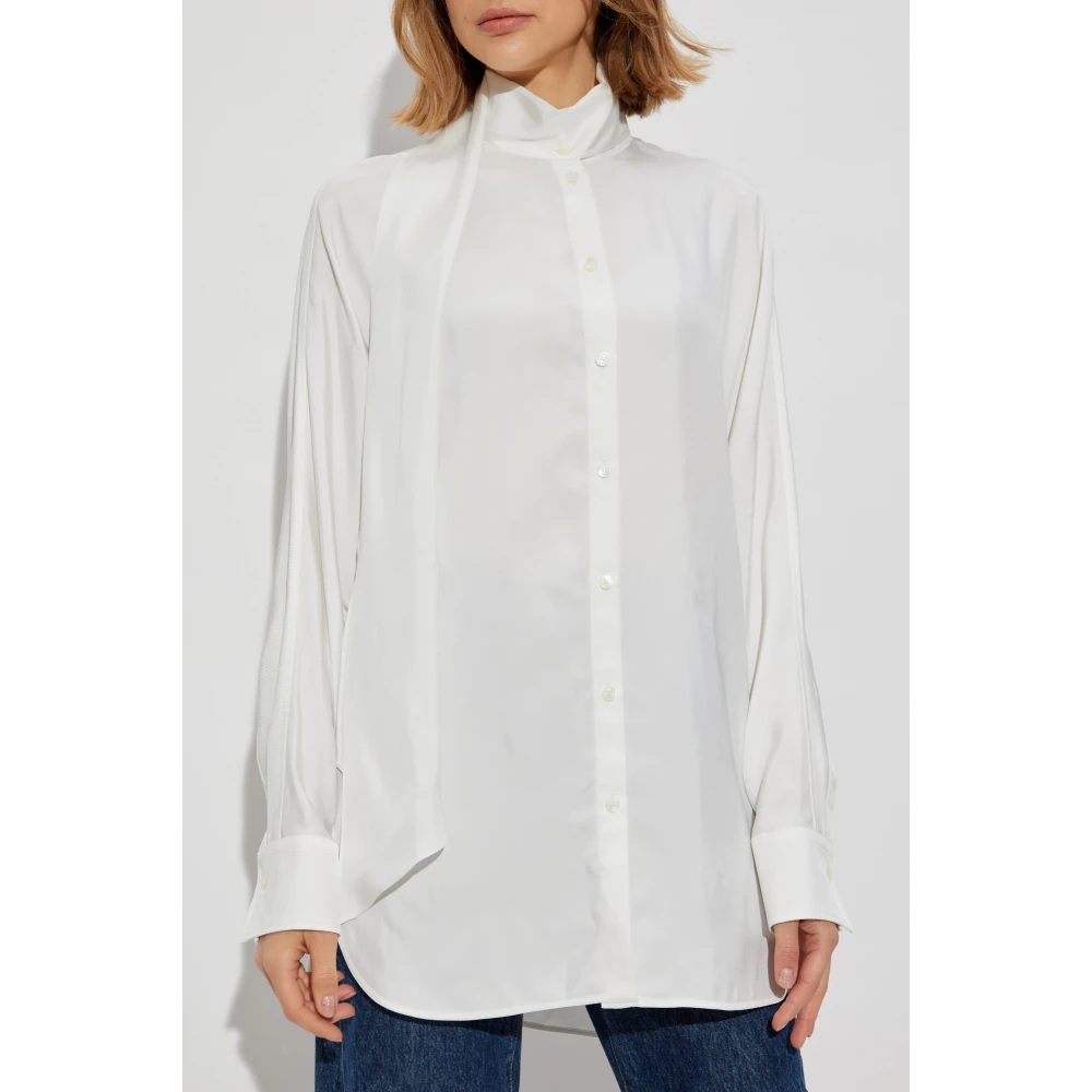 Salvatore Ferragamo Shirt met decoratieve strik bij de halslijn White Dames