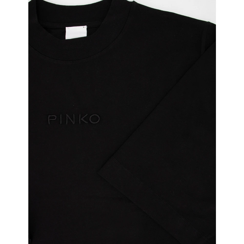pinko Geknipte katoenen T-shirt met logo Black Dames