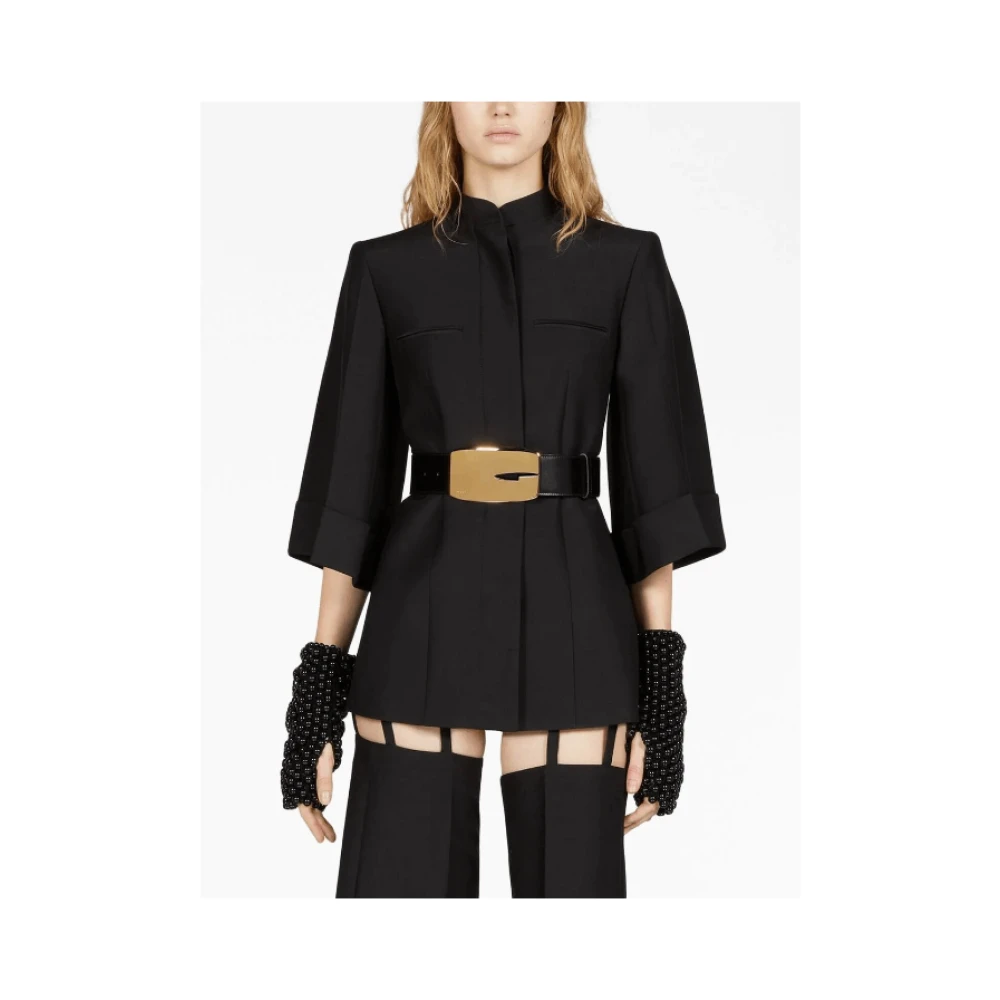 Gucci Getailleerde jas met riem Black Dames