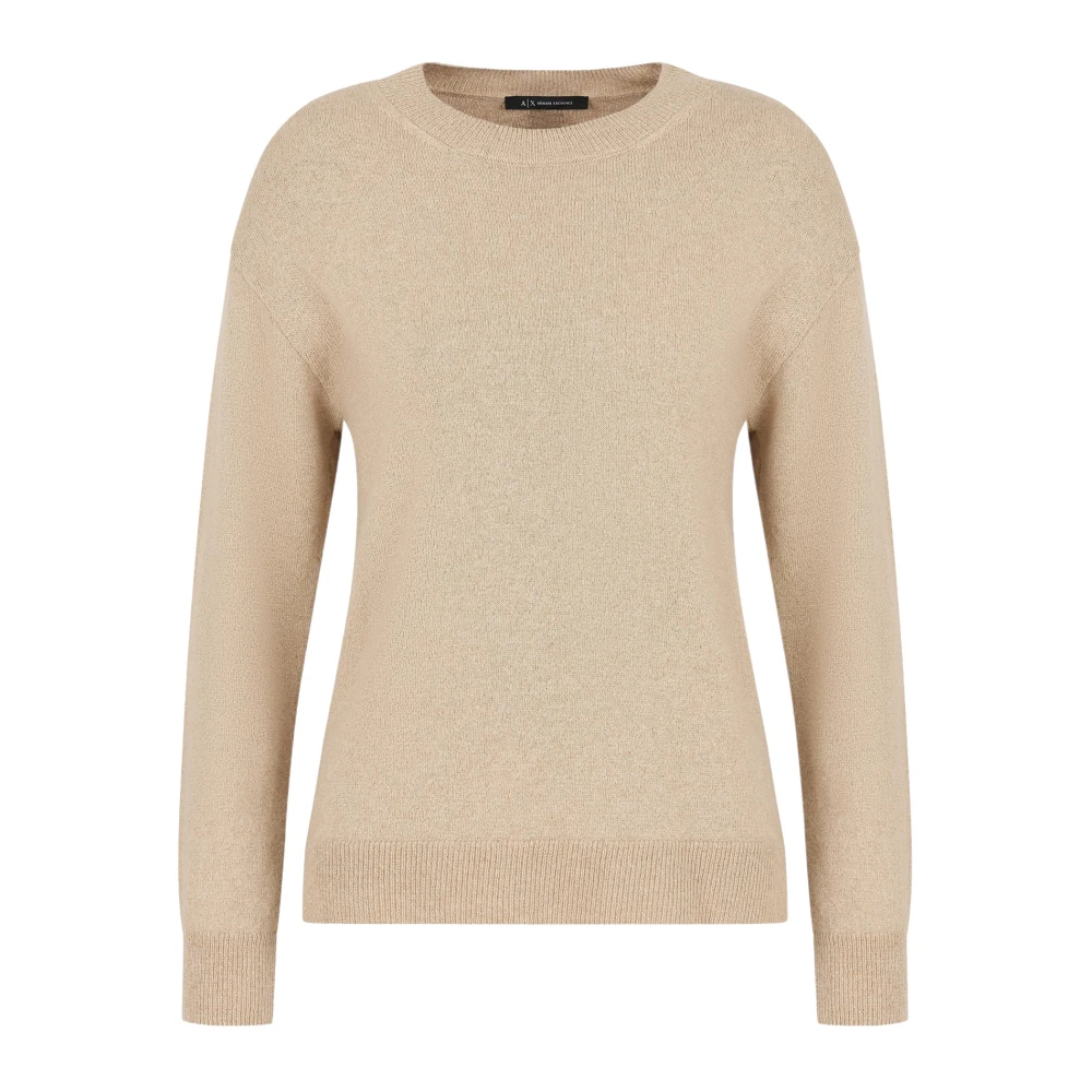 Armani Exchange Gouden trui met lange mouwen en wijde schouders Beige Dames