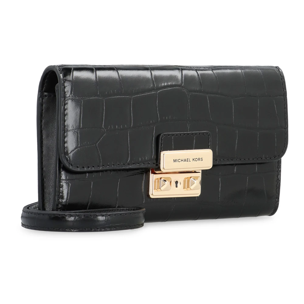 Michael Kors Croco Lederen Portemonnee met Ketting Black Dames