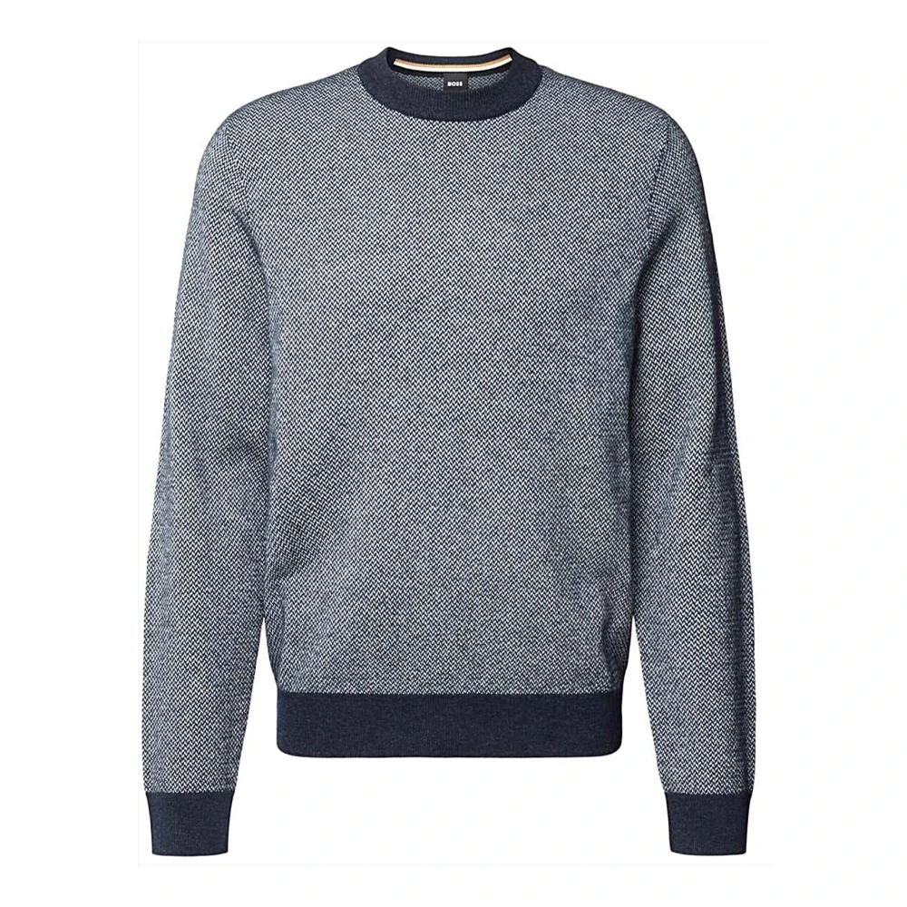 Hugo Men's Blue Round-Neck Knitwear, Xl, Maglia A Girocollo