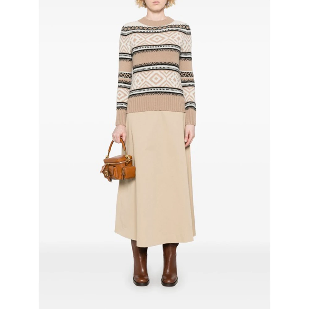 Ermanno Scervino Jacquard Ribgebreide Trui in Beige Dames