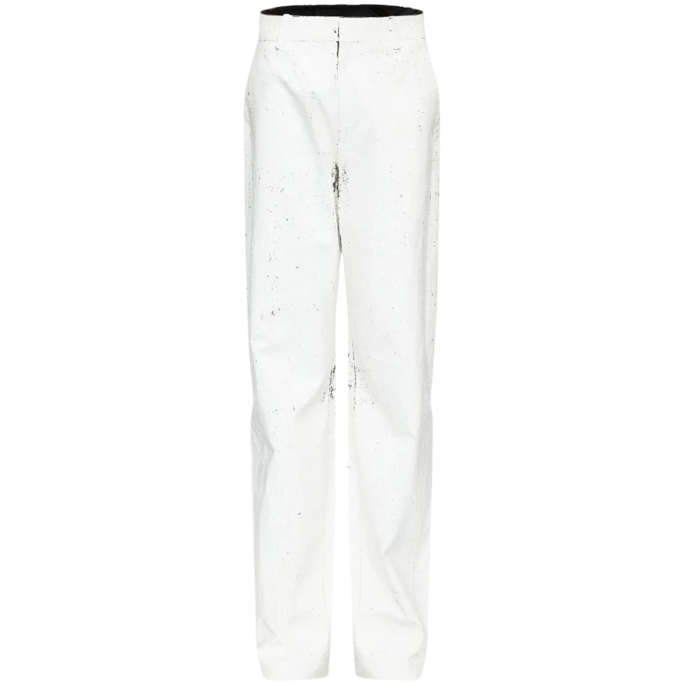 Mm6 Maison Margiela White Straight Trousers, Female, 2XS, Painted Tailored Trousers