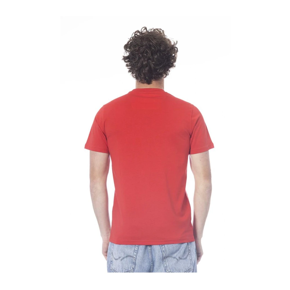 Cavalli Class Rood Logo Print Katoenen T-Shirt Red Heren