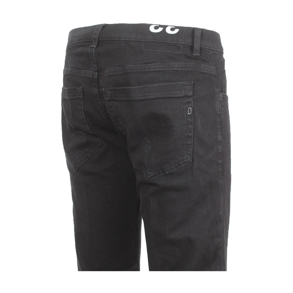 Dondup Zwarte Slim Fit Jeans met Metalen Logo Black Heren