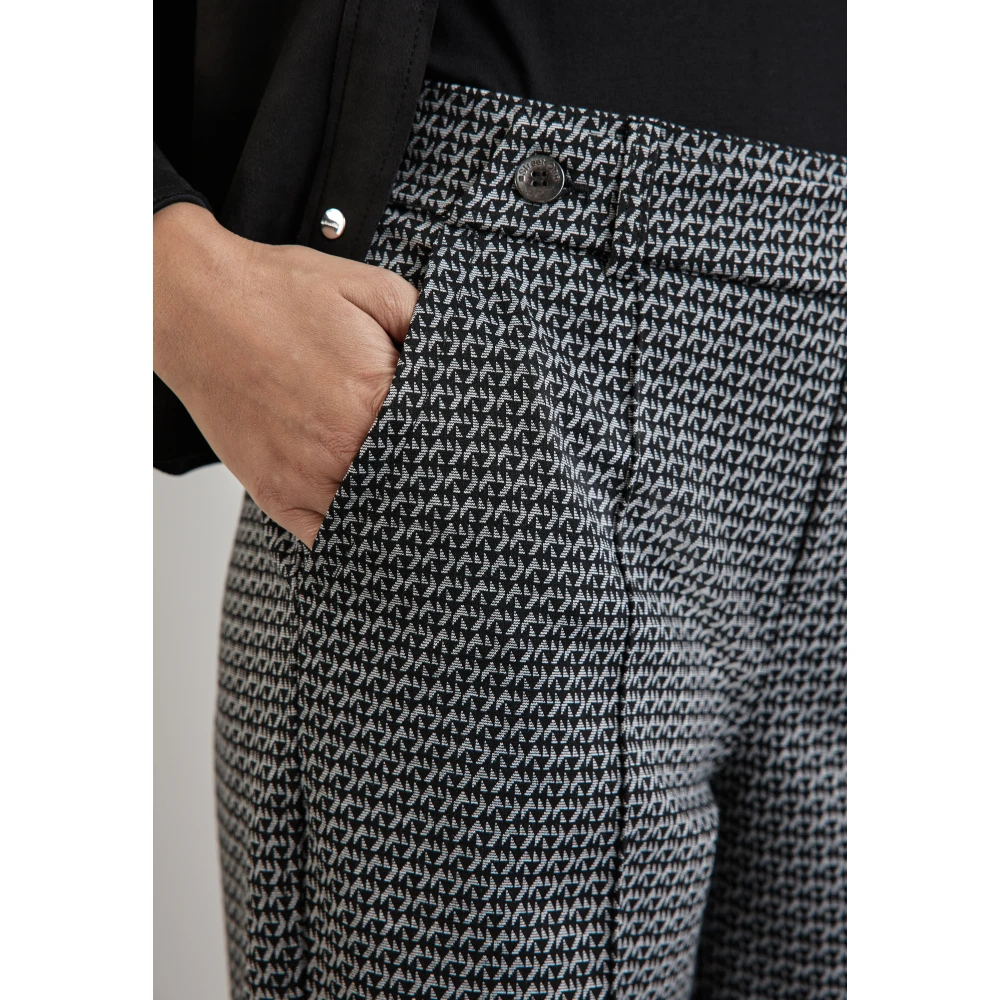Street One Jacquard Broek Casual Fit High Waist Black Dames
