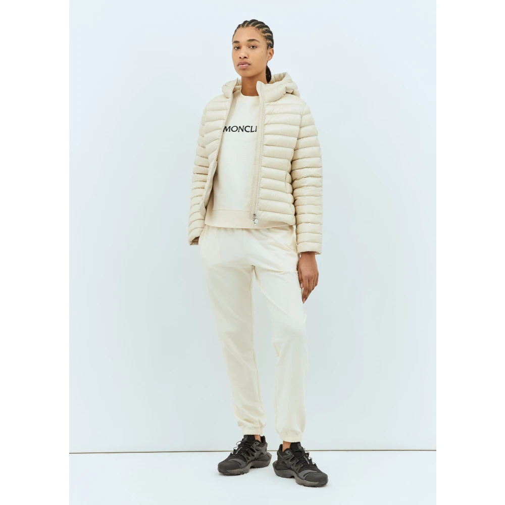 Moncler Katoenen Jersey Logo Borduurwerk Sweatshirt Beige Dames