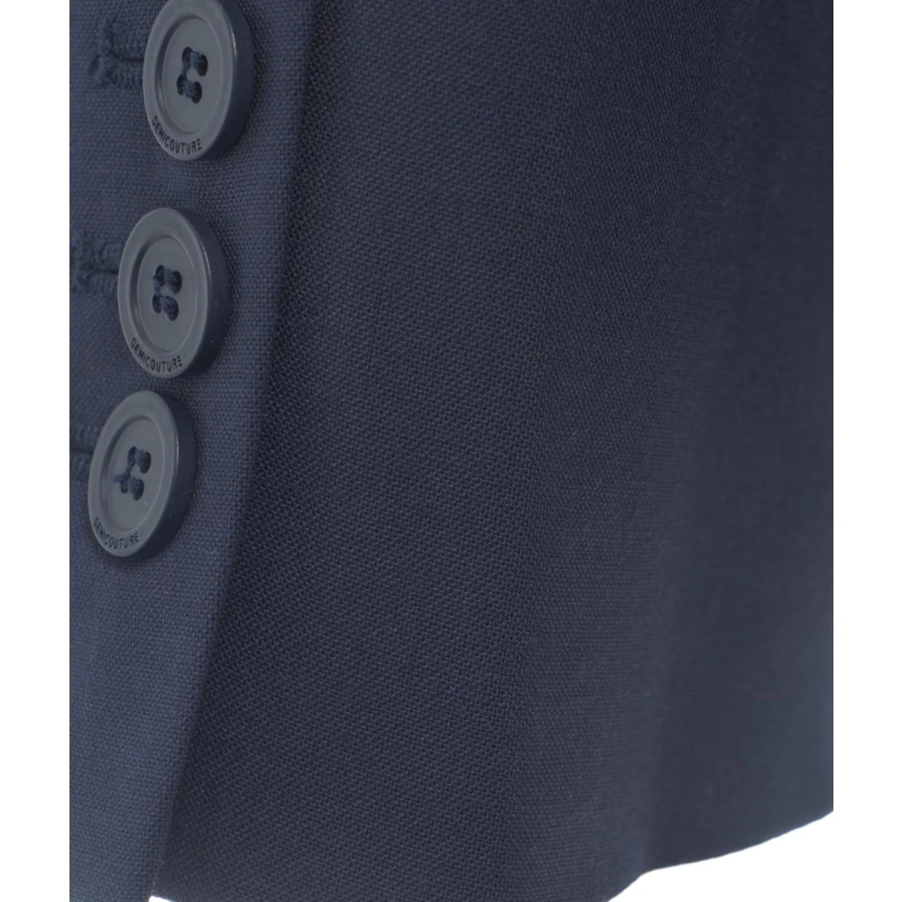 Semicouture Blauwe Wollen Blazer met Revers Blue Dames