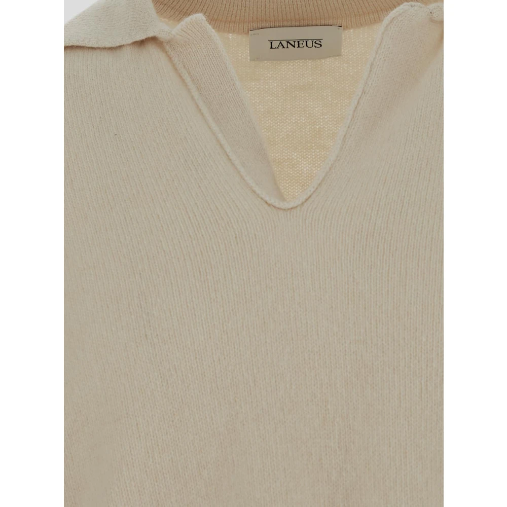 Laneus Wollen Gebreide Polo Yellow Heren