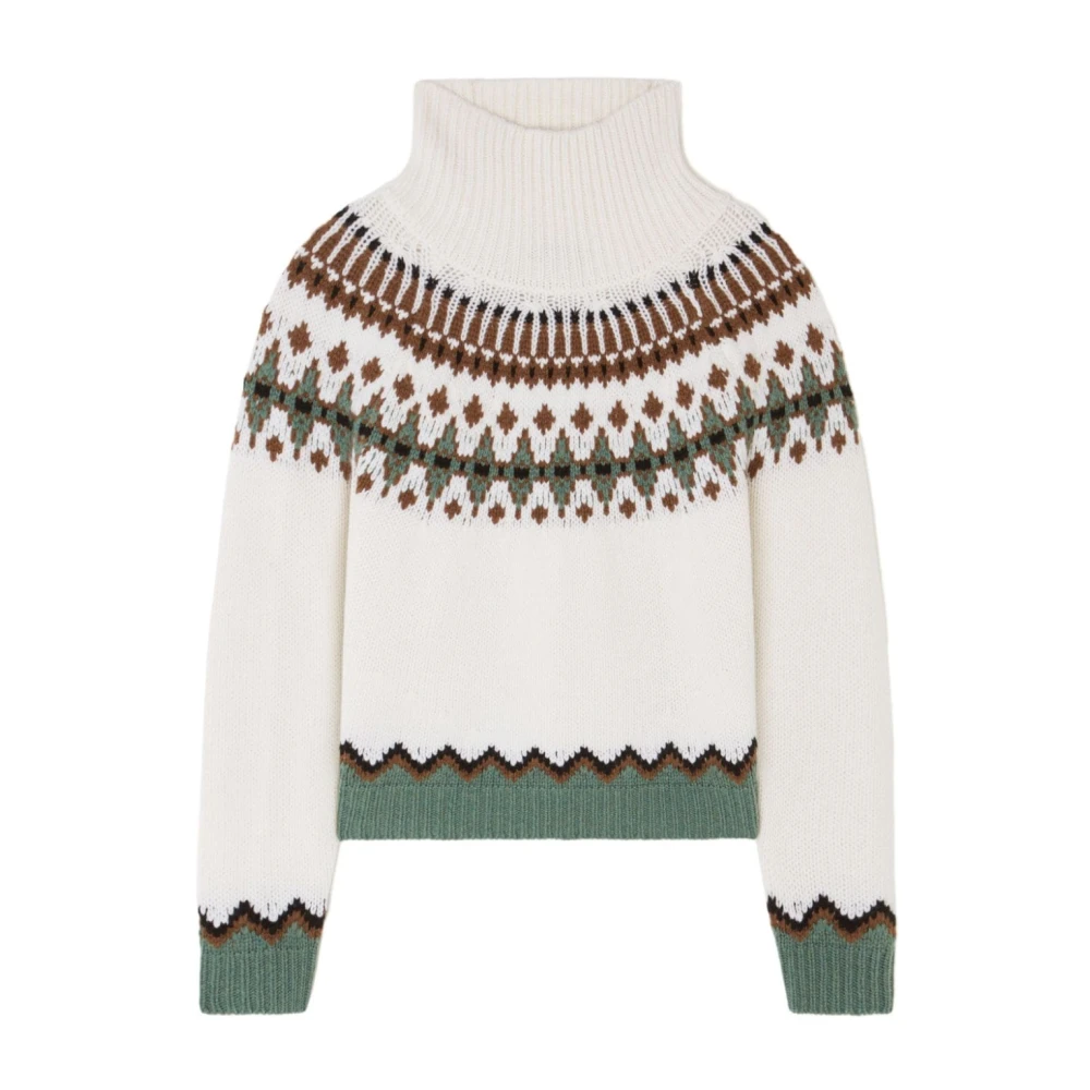 Alanui Intarsia Gebreide Rolhals Sweater White Dames