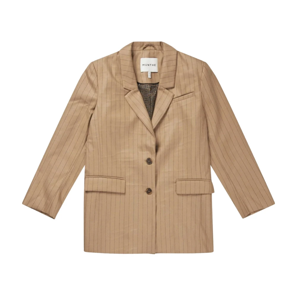 Munthe Pinstripe Blazer met Klepzakken Brown Dames