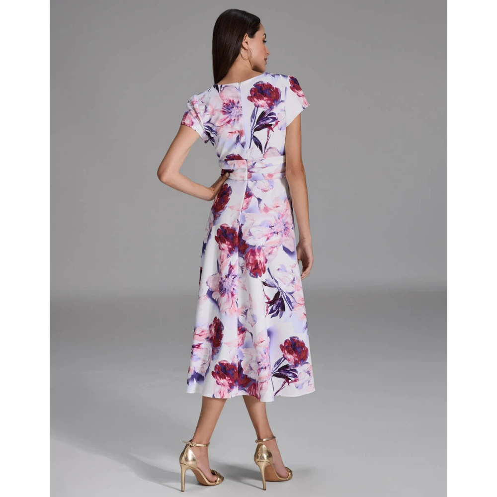 Swing Gedrukte Midi Jurk in Scuba Stof Multicolor Dames