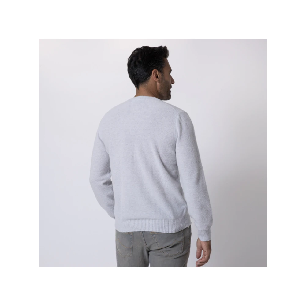 Gran Sasso Lichtgrijze Bouclé Trui met Ronde Hals Gray Heren