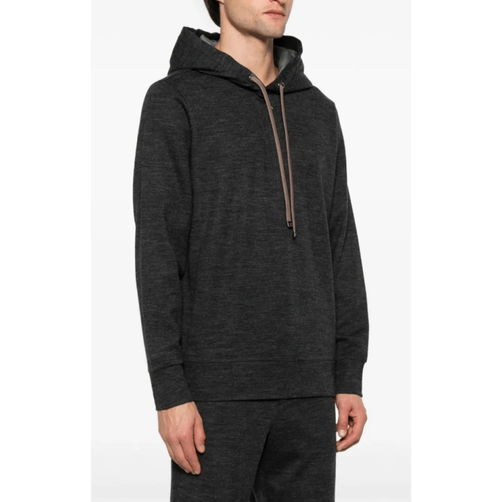 Moncler Gestructureerde donkergrijze wollen blend hoodie Gray Heren