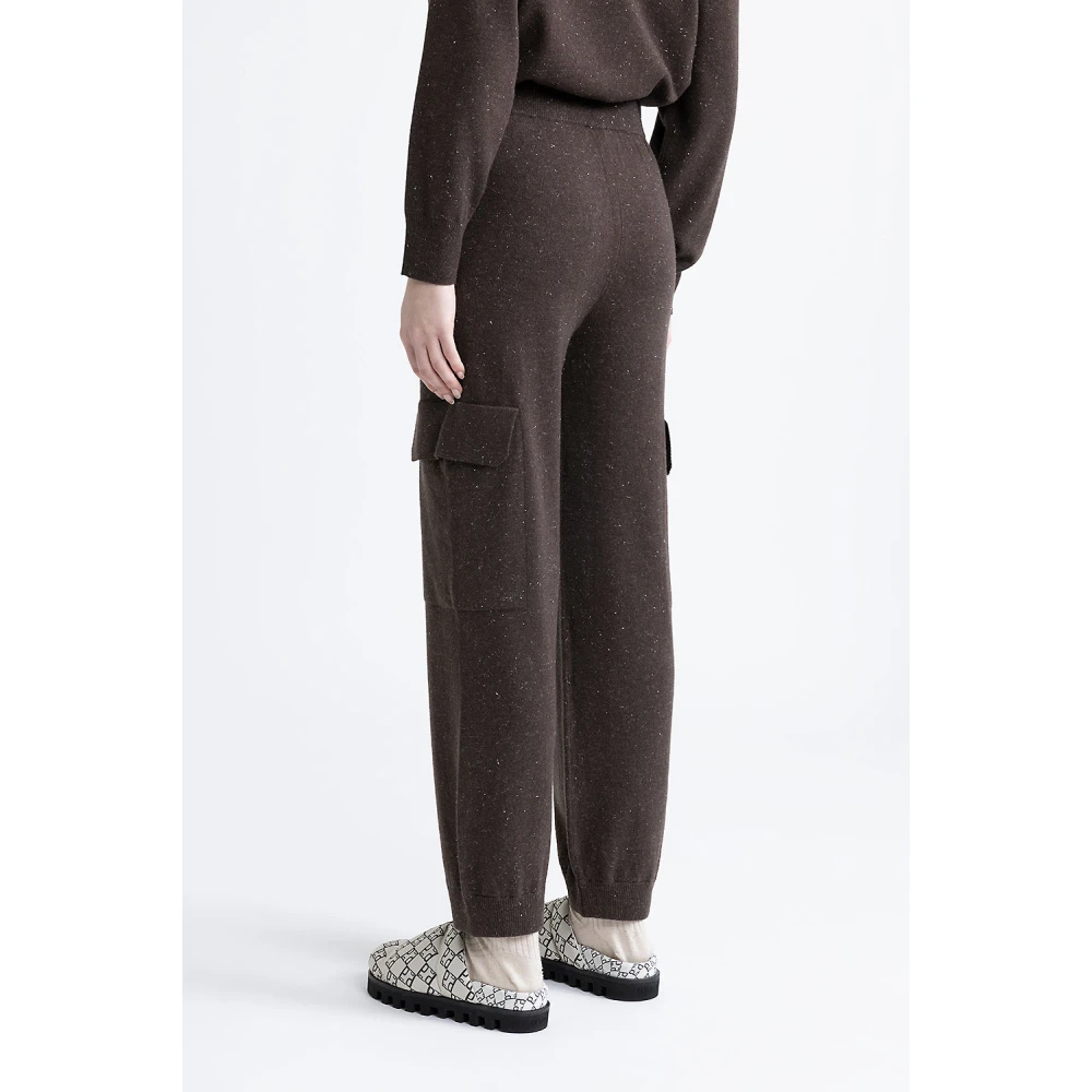PESERICO Wollen zijden en kasjmier baggy cargo broek Brown Dames